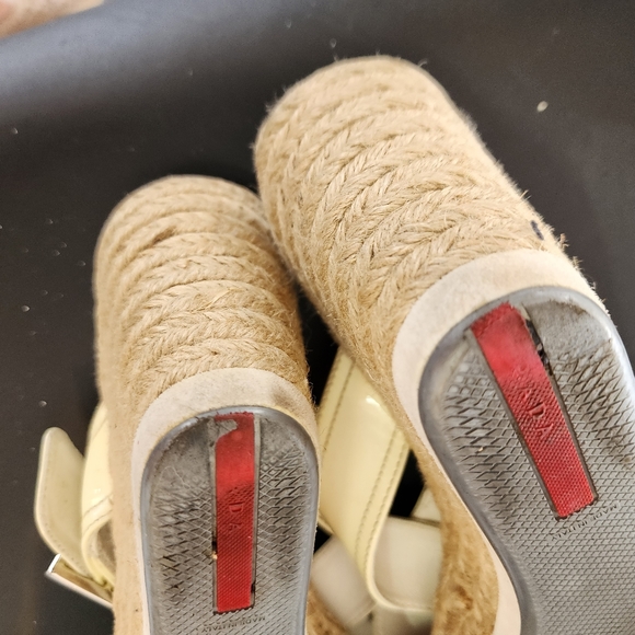 Prada wedge sandal.Calzature Donna. Patent leather with rope weave wedge size 40 - Picture 13 of 16